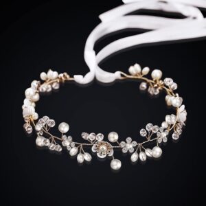 Diademas de comunión Crewell: perlas y flores para niña