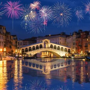 Fondo BELECO Venecia 3x2,5 m: Fuegos artificiales y Puente Rialto