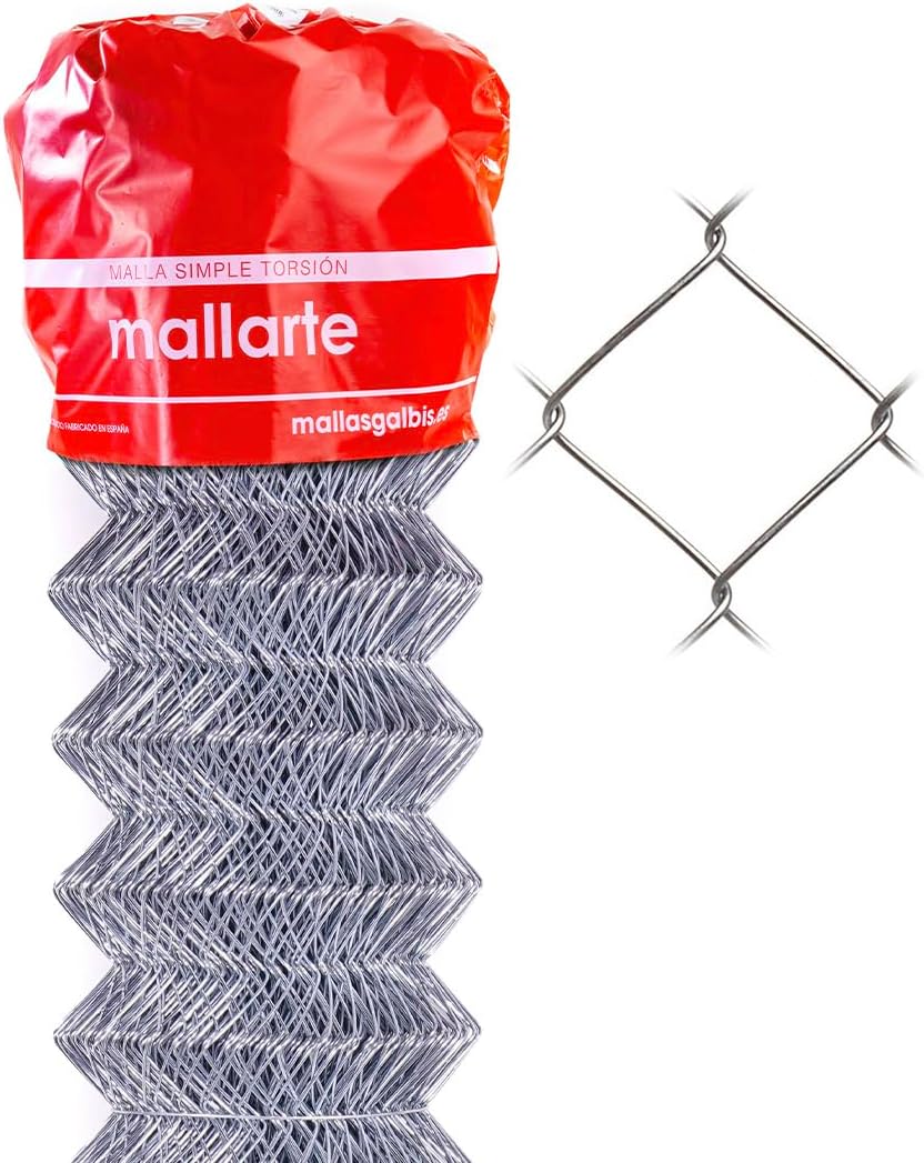 Malla Simple Torsión Mallarte 50/14/060 - Rollo 25m Gris 2.05mm