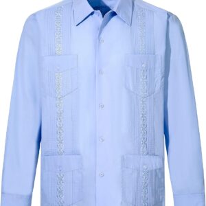 Camisa guayabera de manga larga para hombre EUMAYA