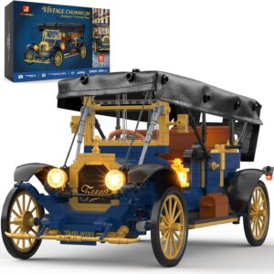 JMBricklayer Maqueta Coche Antiguo 1910 con Luces y Techo Plegable