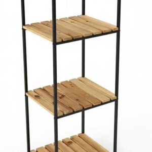 Estantería baño 4 niveles madera y metal negro 94,5 cm