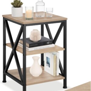 tectake Mesa Auxiliar 3 Estantes Madera Roble Sonoma