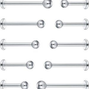 Lote 10 Piercings Tragus Hombre Acero Quirúrgico 16G