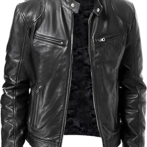 Chaqueta de cuero entretiempo hombre estilo aviador