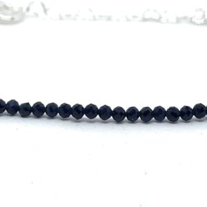 Pulsera espinelas negras y plata 925 ajustable