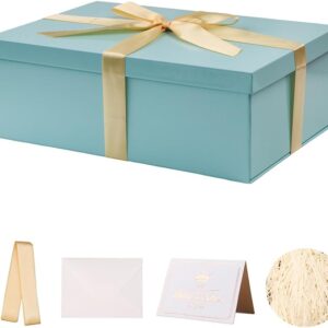 Caja regalo azul premium 31,5x21,5x11 cm con kit completo