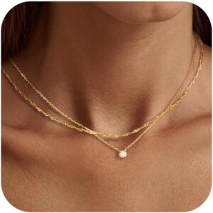 Collares dorados ajustables con colgante CZ para mujer