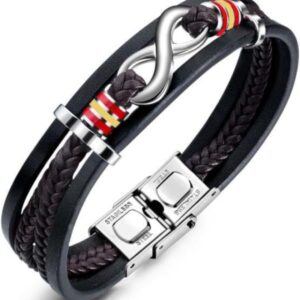 Pulsera España hombre: cuero y acero inoxidable | HOGALTHY