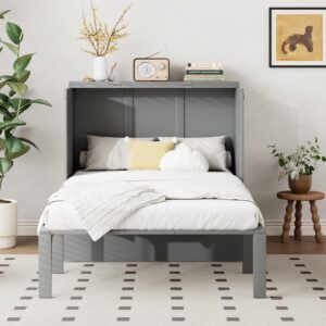 Cama abatible REXO 90x200 cm gris con armario vertical