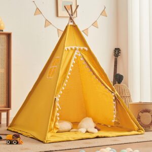 Tipi infantil de algodón rosa, casita moderna para jugar y descansar