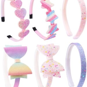 DRESHOW Pack 6 Diademas Lazo Purpurina para Niñas