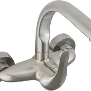 VALAZ Grifo Cocina Pared 15cm | Acero Cepillado, Monomando