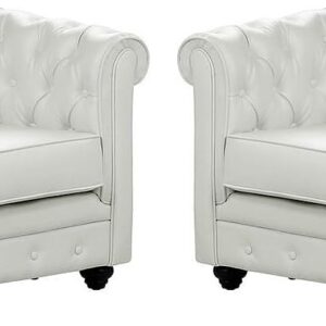 Conjunto 2 sillones Chesterfield blanco piel sintética