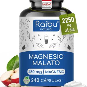Magnesio Malato 2250 mg/día (450 mg elemental) 240 cápsulas Raibu