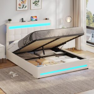 Cama Matrimonial AOGLLATI 160x200 con Almacenamiento y LED
