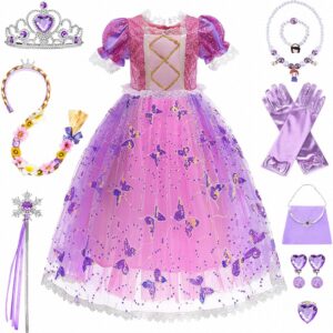 Disfraz Princesa Morado para Niña con Corona y Collar
