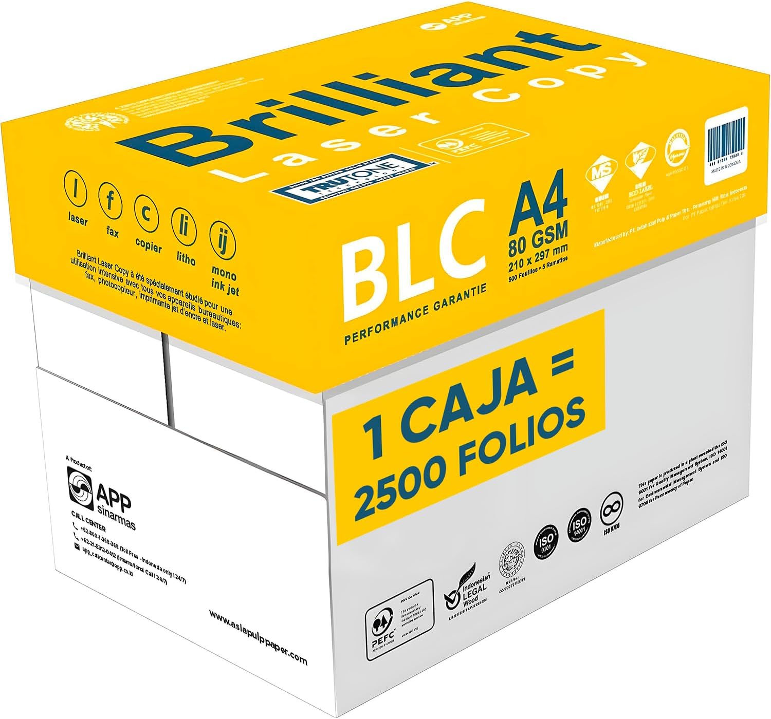 Folios A4 80g 500 hojas (5 paquetes) - Papel impresora multifunción