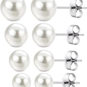 Pendientes de perlas blancas 925 en 4 tamaños - Regalo elegante