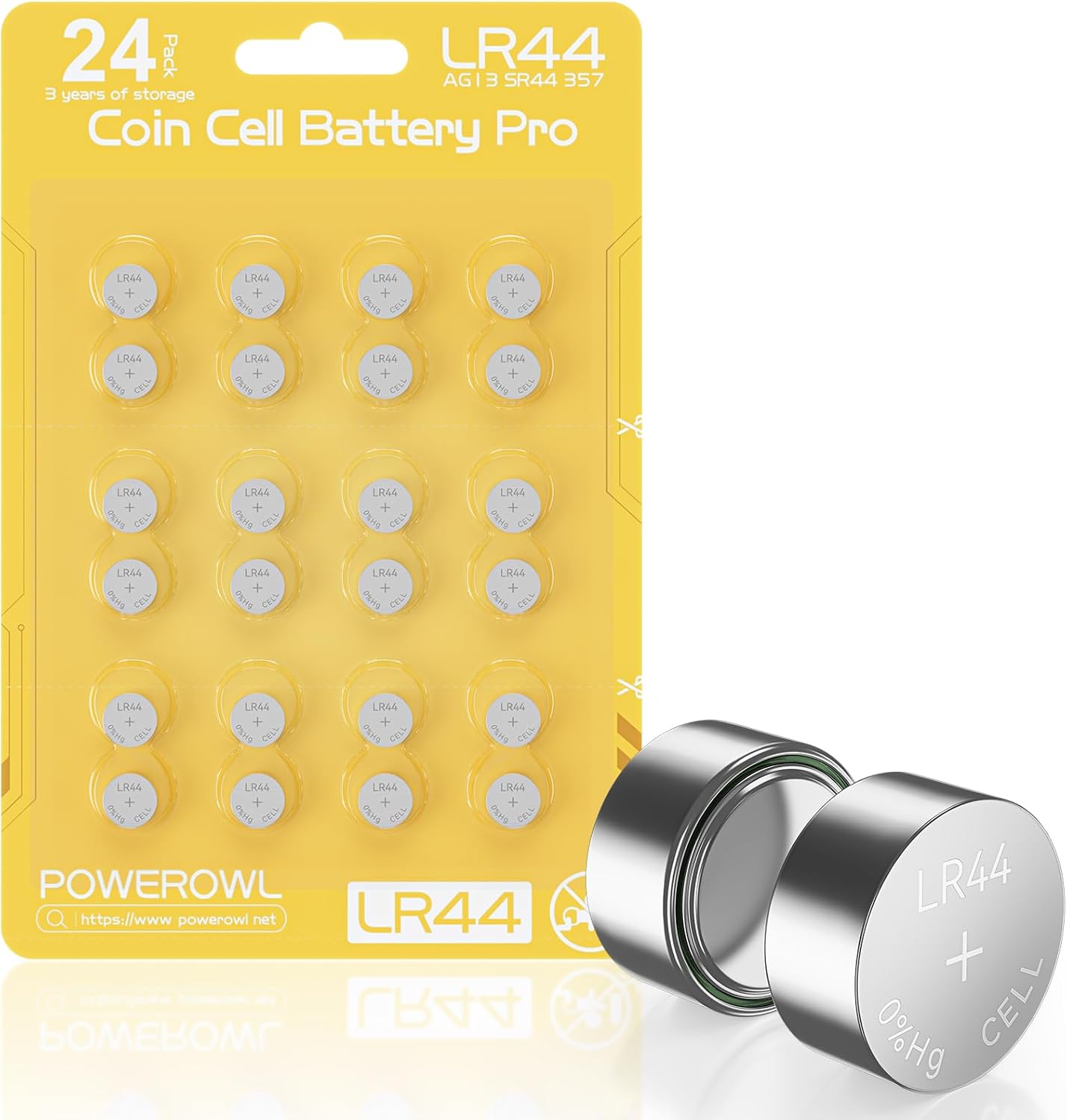 POWEROWL Pila LR44 24 uds. Alcalina 1.5V - Larga duración