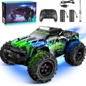 Coche RC 1:18 con luces LED y efecto niebla - Verde