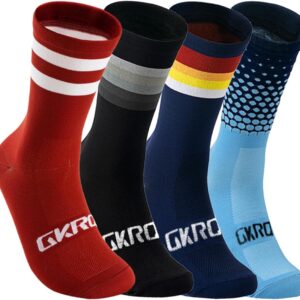 Calcetines Ciclismo GKRQ Pack 4 Pares Negro Transpirables