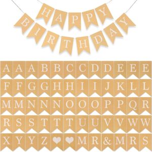 Kit 60 pancartas personalizables Mr & Mrs kraft, decoración reutilizable