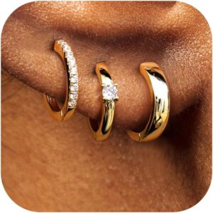 Juego 3 pares pendientes oro 14K - Roheafer