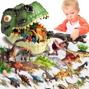 LUKIUP 46 Juguetes Dinosaurios con caja de almacenamiento