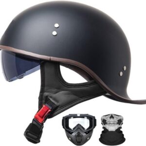 Casco Moto Retro Abierto con Gafas Vintage ECE 22.06