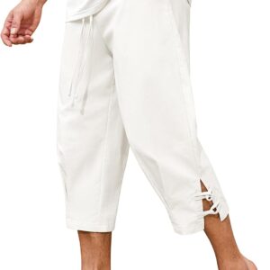 Pantalones Lino Hombre Verano Cargo Pirata Cortos 3/4