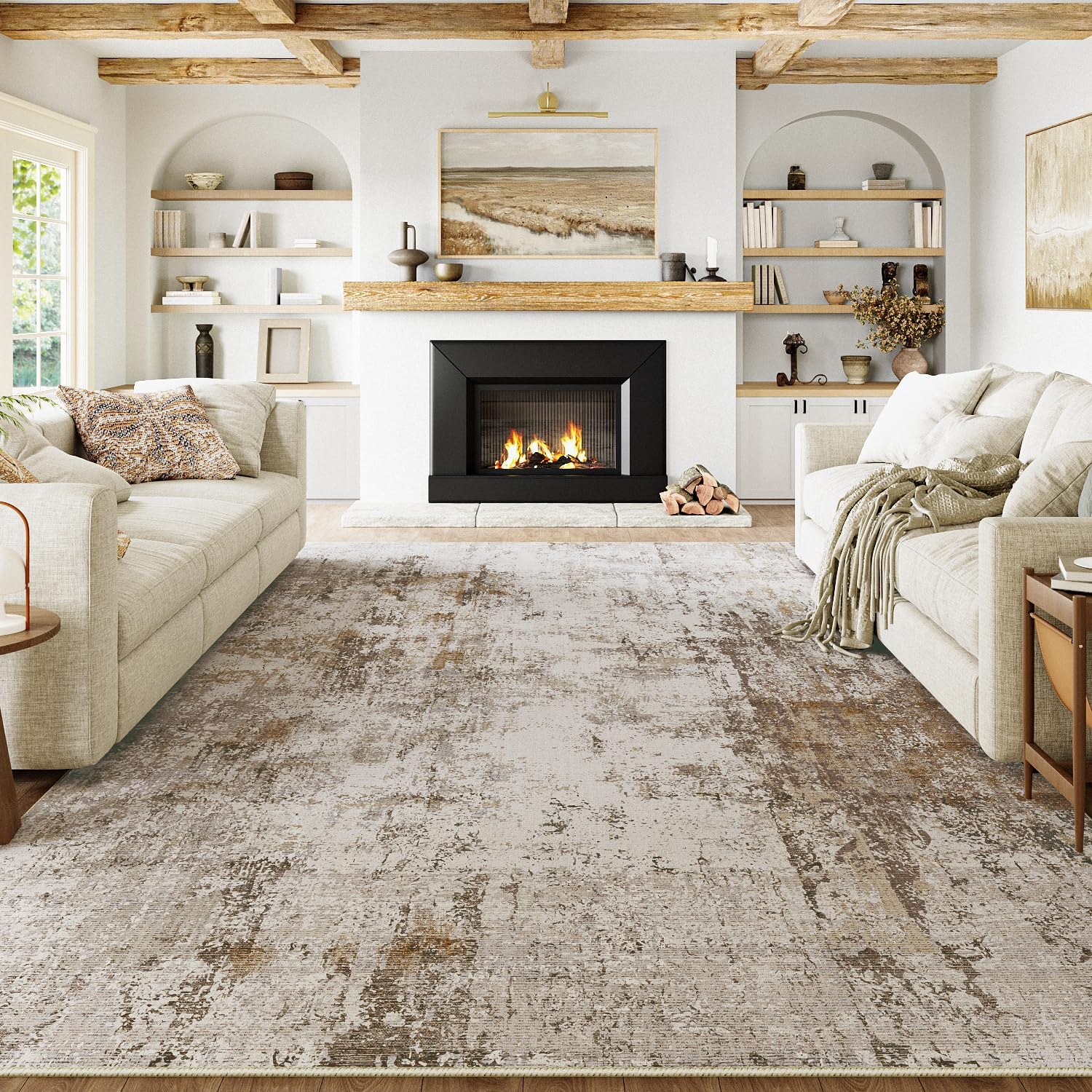 Alfombra HUGEAR 240x300cm Gris Marrón Moderno