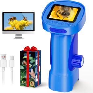 Microscopio Digital Infantil Ahalfcit 1000X HD IPS Azul