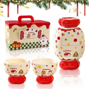 2 Tazas Navideñas de Cerámica con Diseño de Caramelo