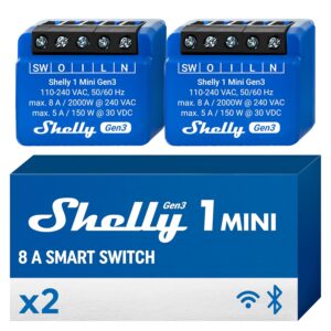 Shelly 1 Mini Gen3: Relé Wi-Fi 8A para automatización inteligente