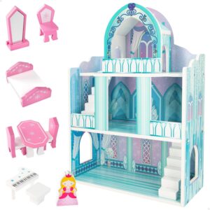 Casa de muñecas WOOMAX de madera, 3 pisos, 37x15x53 cm, +3 años