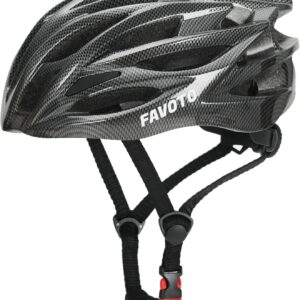 Favoto Casco Bicicleta Ajustable CE/TÜV, 55-58cm, Fibra Carbono