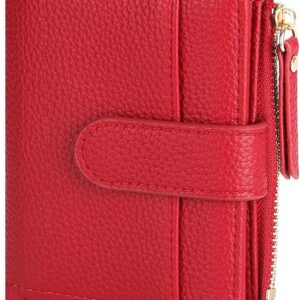 Monedero mujer pequeño rojo con cremallera y bolsillo