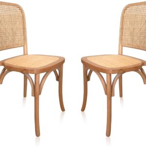 Adec Group Toscana - Pack 2 sillas ratán y madera natural