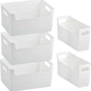 5 Cajas Almacenaje Plástico Blanco con Asas | DODUOS