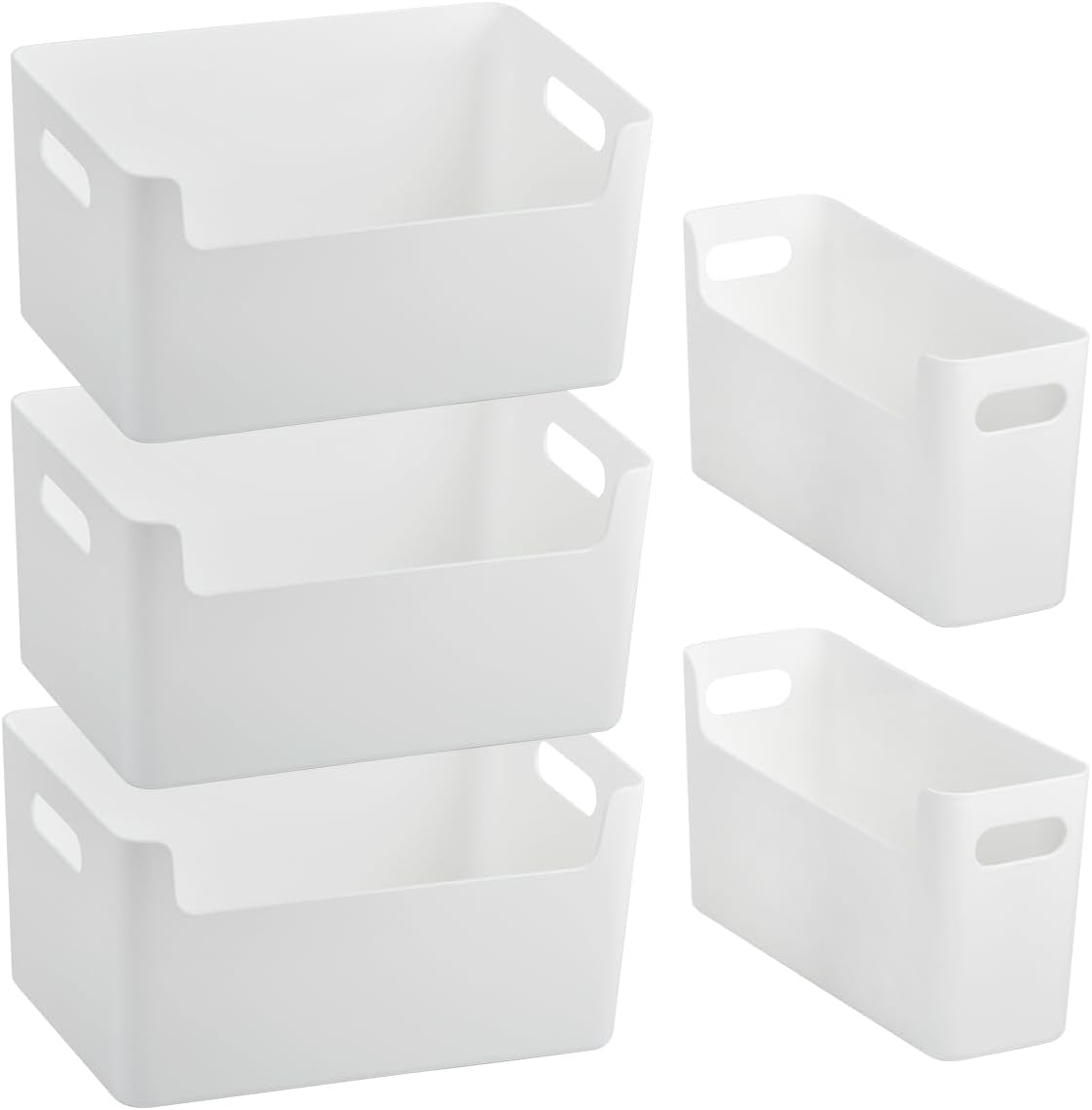 5 Cajas Almacenaje Plástico Blanco con Asas | DODUOS
