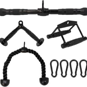 Kit Polea Gimnasio: 5 Accesorios Mango en V y Cuerda para Tríceps
