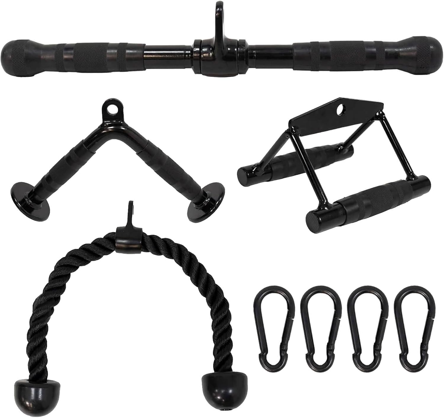 Kit Polea Gimnasio: 5 Accesorios Mango en V y Cuerda para Tríceps