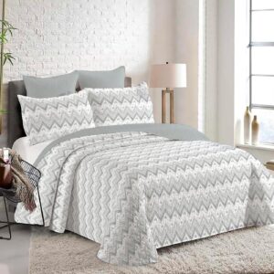 Colcha Bouti Mercurio Textil 100% Poliéster Zigzag Gris