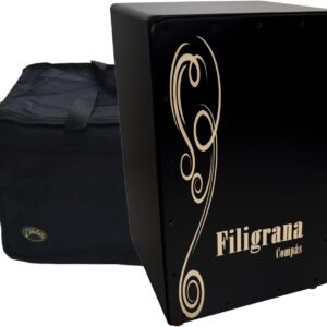 Cajón Flamenco Filigrana Compás - Tapa negra + funda