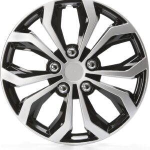 Unitec 75569 Tapacubos Daytona, Set 4 piezas, Negro/Plata 16"