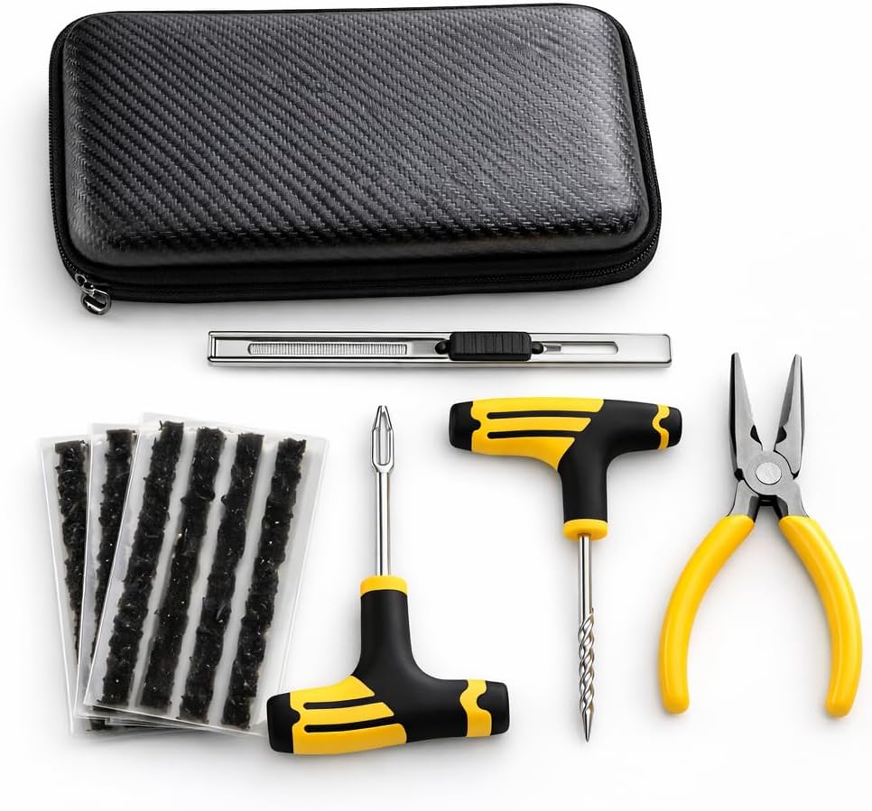 Kit Reparación Pinchazos Coche 15 Mechas + 6 Herramientas