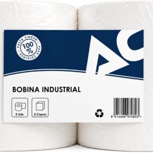 Bobinas Papel Industrial 100% Celulosa Blanco (Pack 2 uds) - ALMERICORP