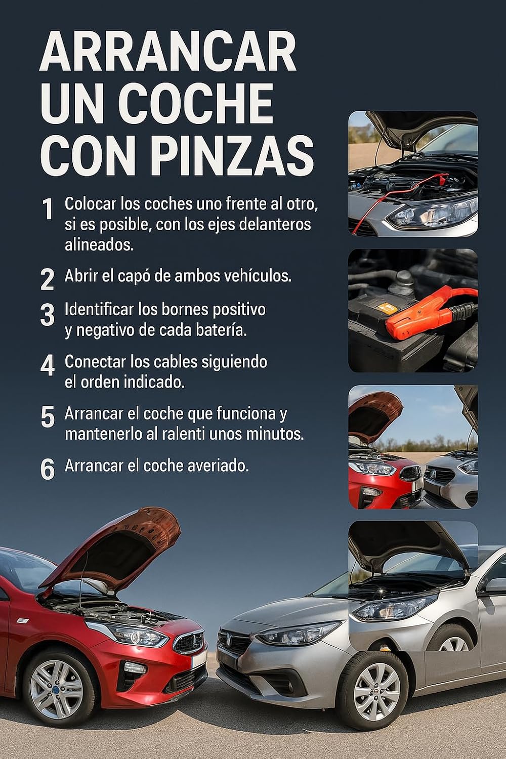 Pinzas de batería AUTOZOCO 2000A, 2.5 m, con bolsa