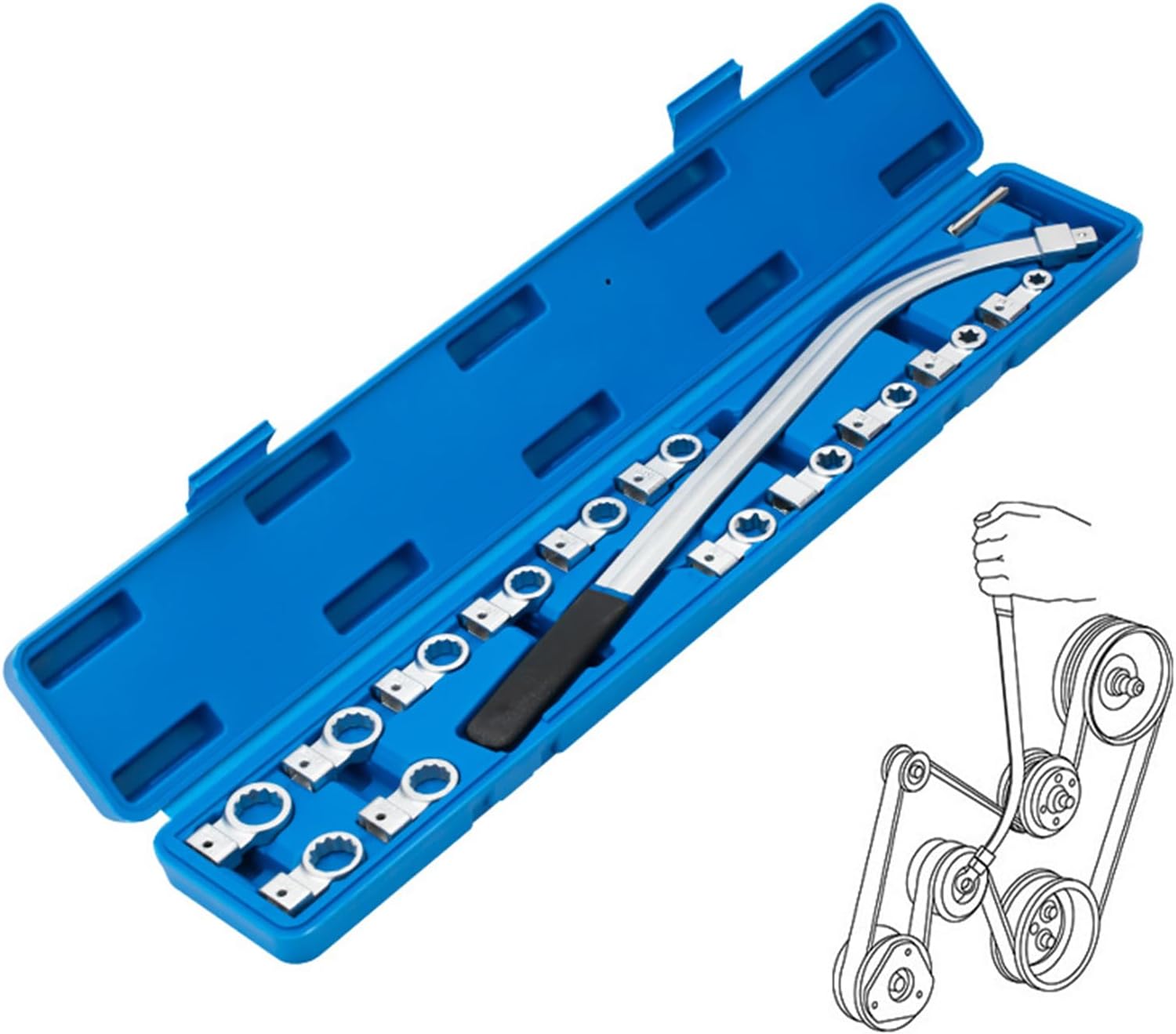 Kit extracción polea tensora 12 puntos 12-19 mm universal